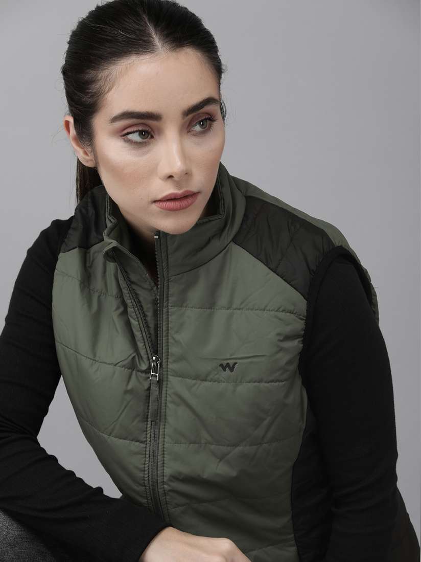 Buy Wildcraft Women Olive Green And Black Colourblocked Lightweight Sporty Jacket Jackets for Women 19400122 Myntra