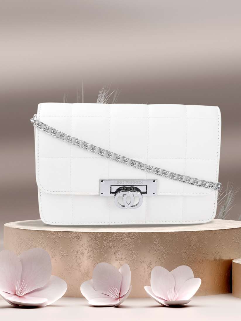 Buy Lino Perros Women Off White Solid Quilted Structured Sling Bag Handbags for Women 19400340 Myntra