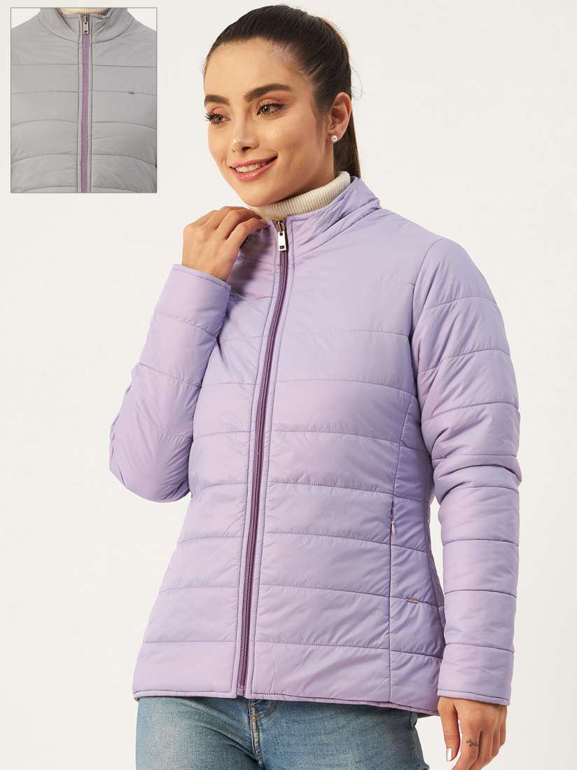 Buy Okane Women Lavender Grey Reversible Bomber Jacket Jackets for Women 19400436 Myntra