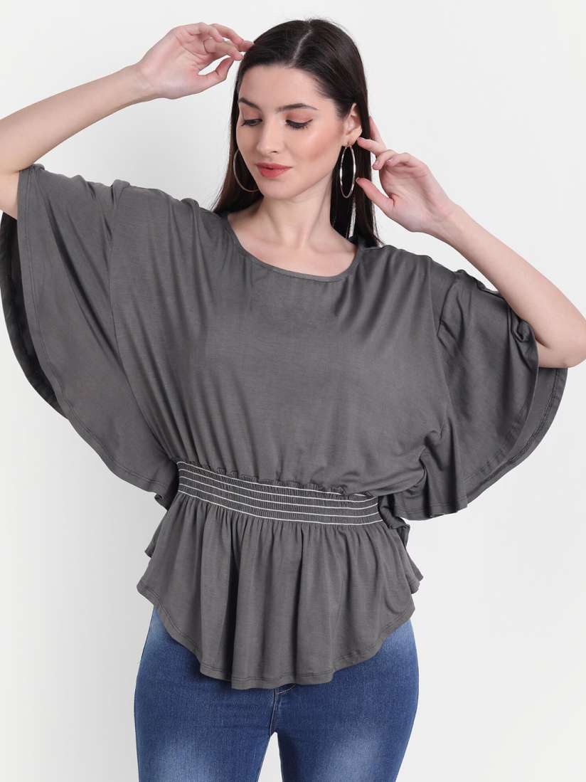 Buy Rediscover Fashion Women Grey Batwing Jersey Top Tops for Women 19401598 Myntra