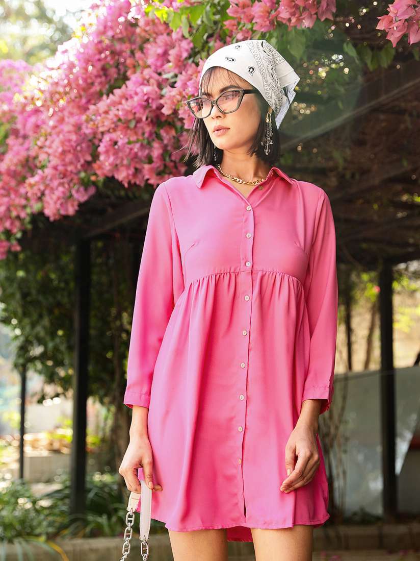 Buy ONLY Women Pink Shirt Dress Dresses for Women 19406452 Myntra
