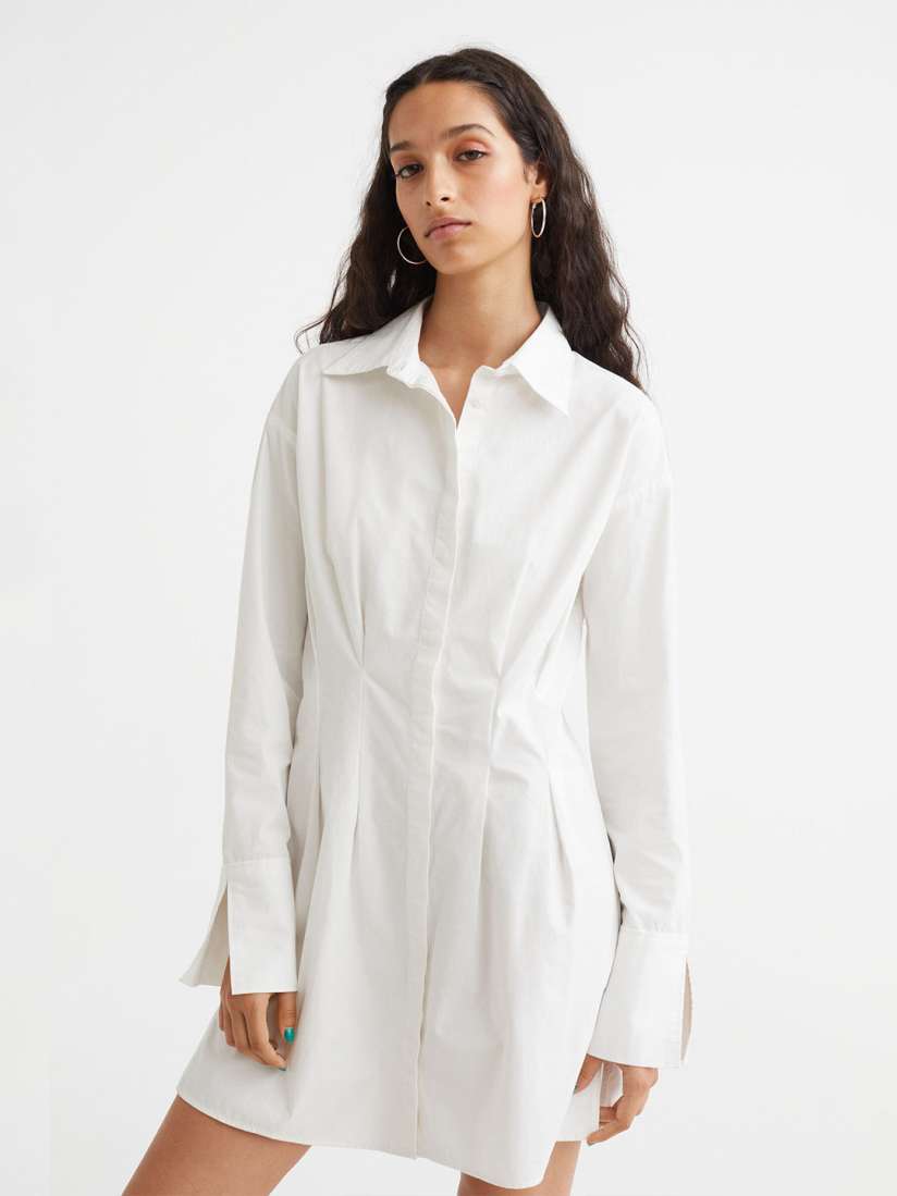 H&m white button down dress discount