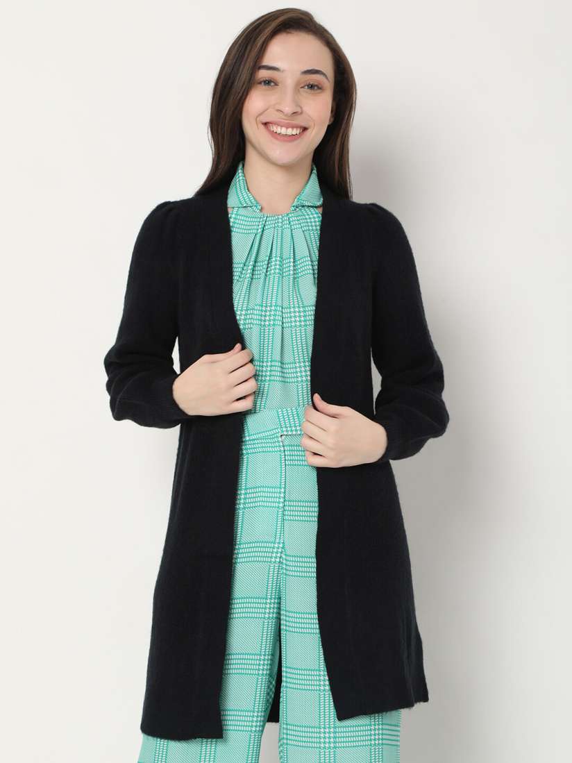 Buy Vero Moda Women Black Long Cardigan Sweaters for Women 19413554 Myntra