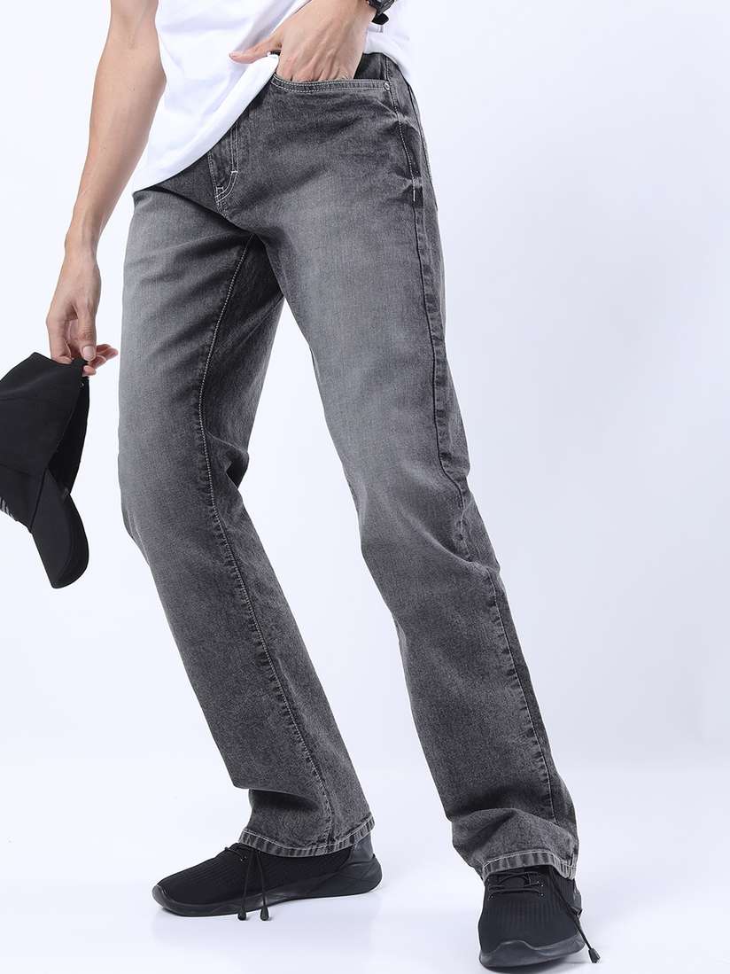 Highlander Mens Grey Bootcut Jeans HIGHLANDER Men Bootcut Mid Rise - Main Image