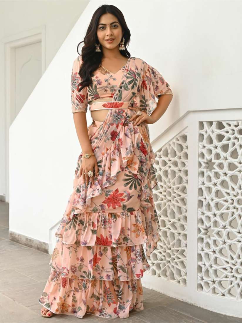 Ready to wear frill saree deals