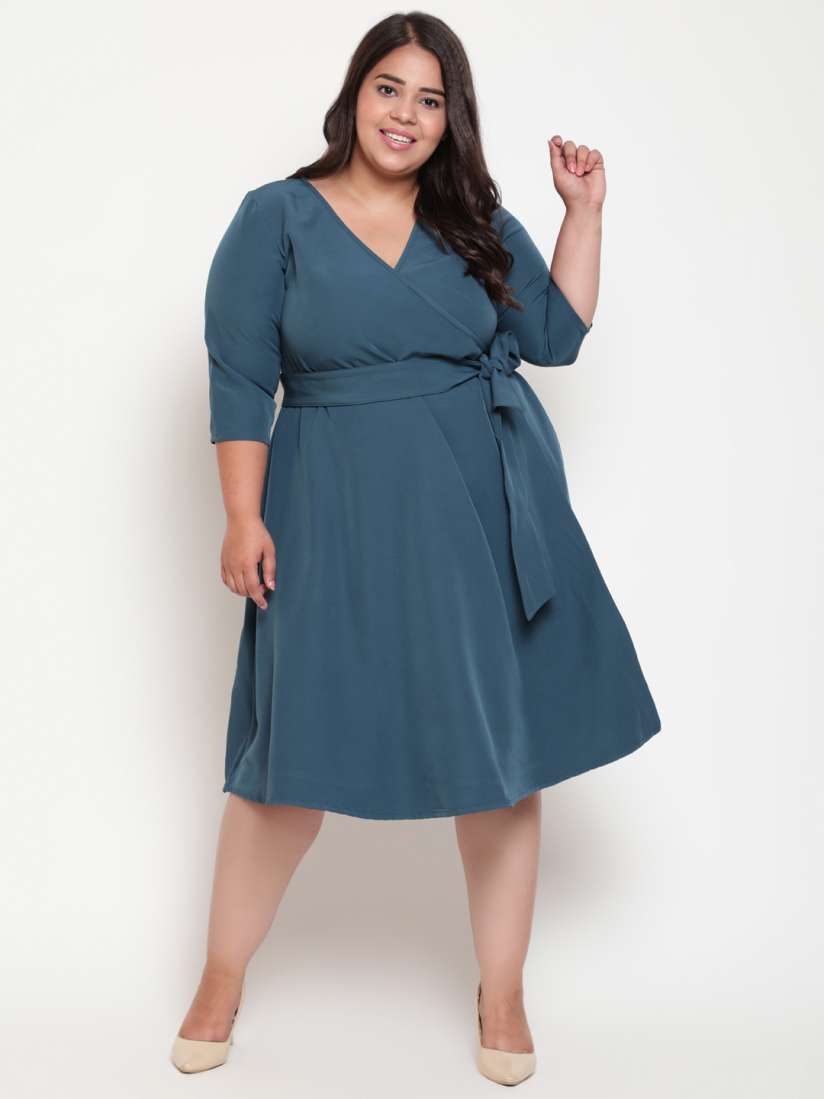 Buy Amydus Women Plus Size Green Polyester Wrap Dress Dresses for Women 19420466 Myntra