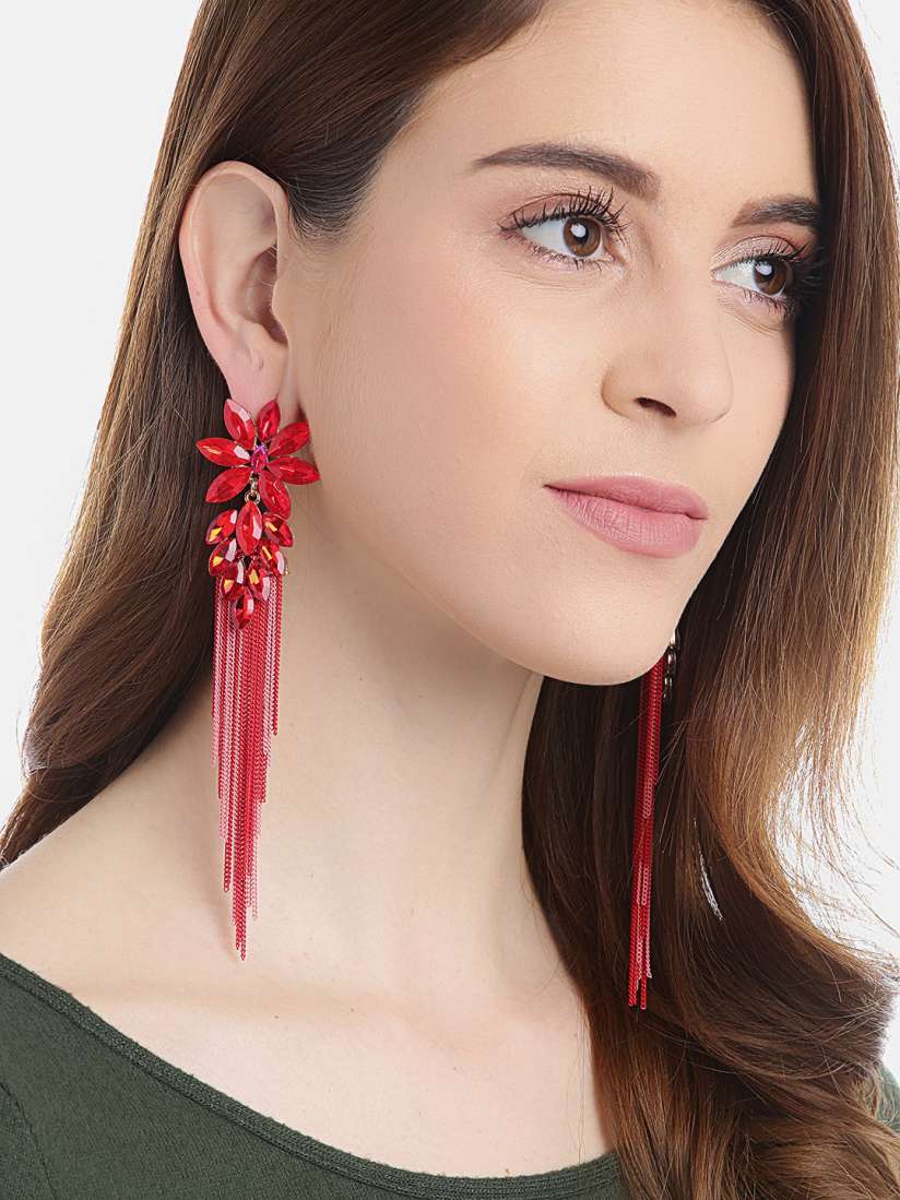 Buy YouBella Women Red Contemporary Drop Earrings Earrings for Women 19426236 Myntra