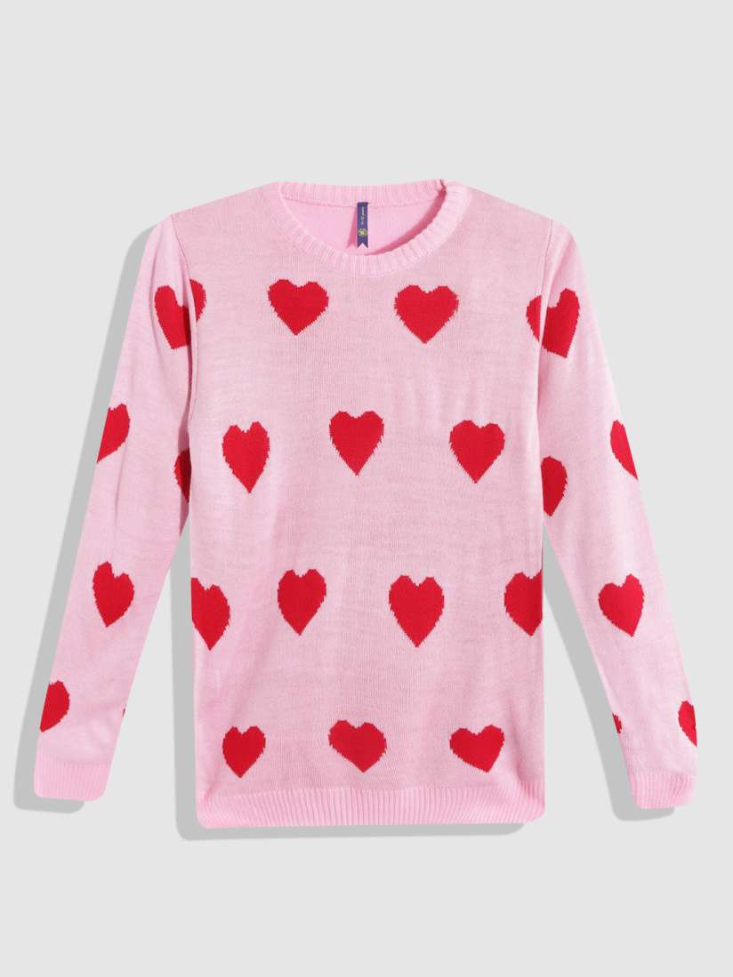 Pink sweater with red heart outlet