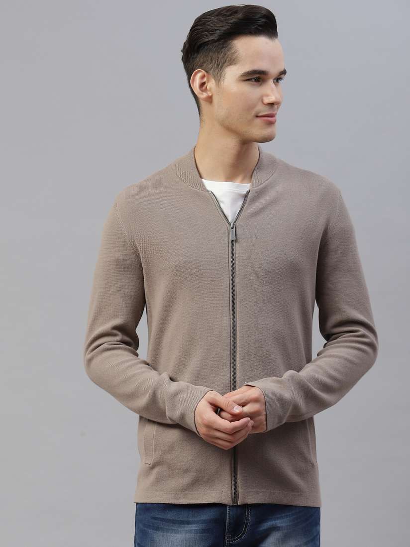 Taupe cardigan sweater top