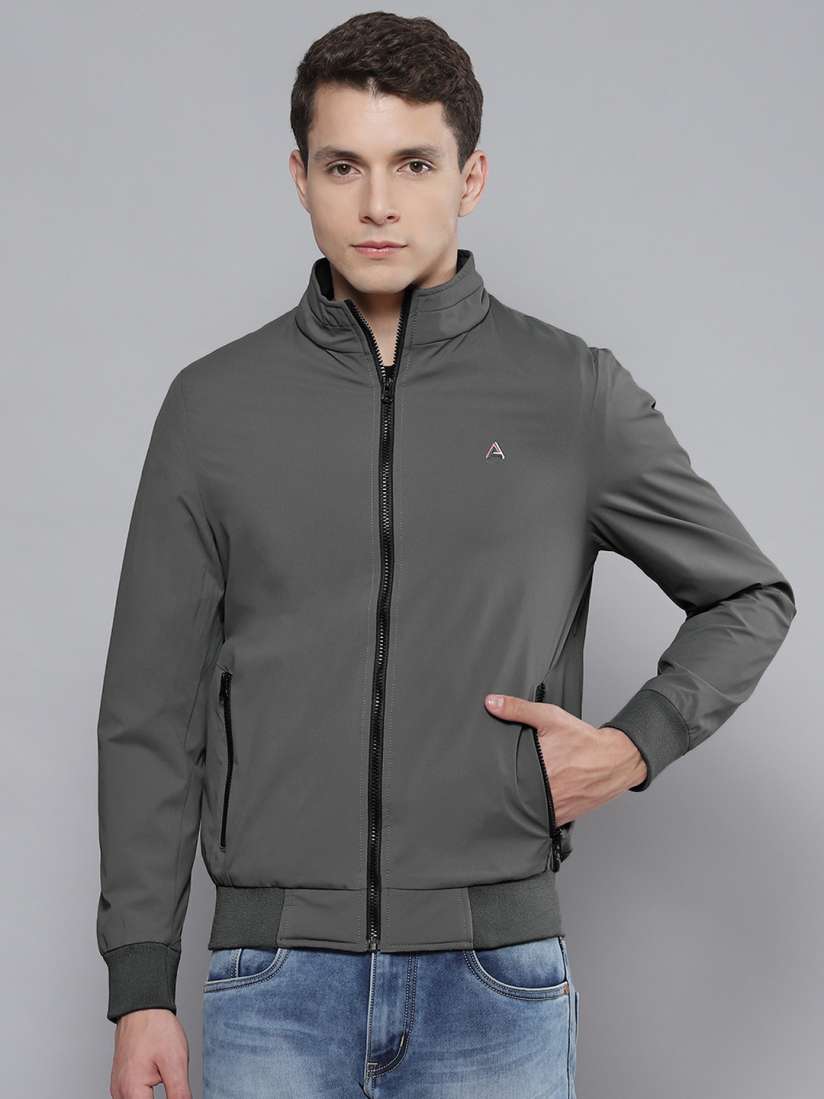 Buy Fort Collins Men Charcoal Grey Solid Bomber Jacket Jackets for Men 19435408 Myntra
