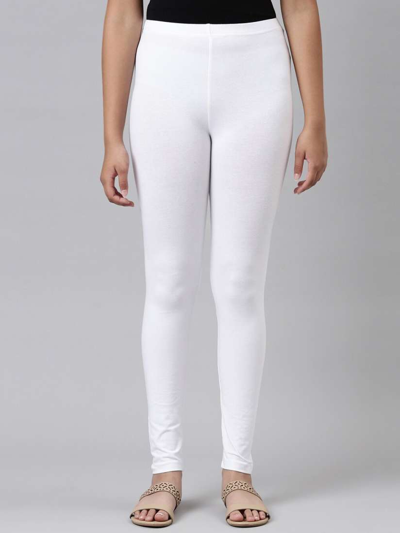 Buy Go Colors Kids Girls White Solid Cotton Ankle Length Leggings Leggings for Girls 19443336 Myntra