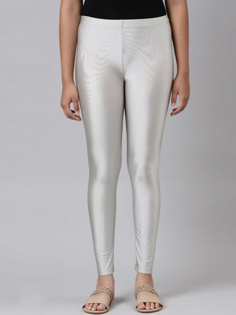 Buy Go Colors Girls Silver Coloured Solid Slim Fit Ankle Length Leggings Leggings for Girls 19443346 Myntra