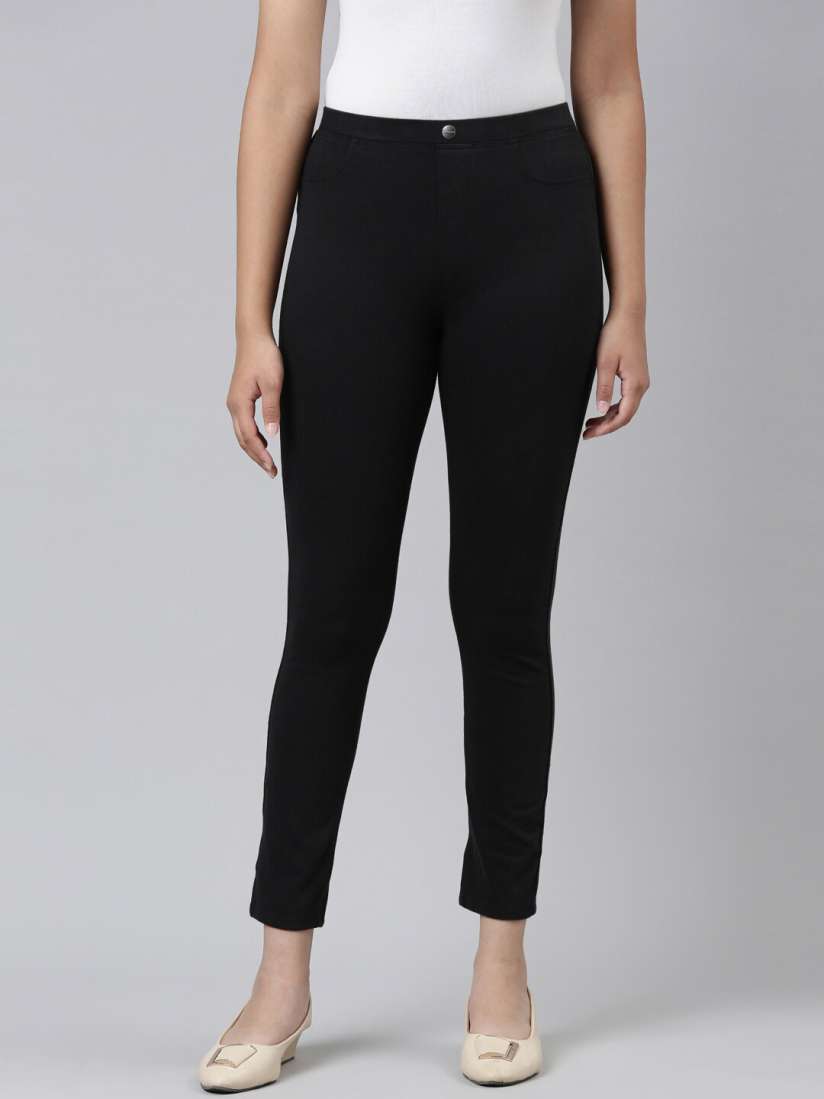 Buy Go Colors Girls Black Solid Cropped Jeggings Jeggings for Girls 19443422 Myntra