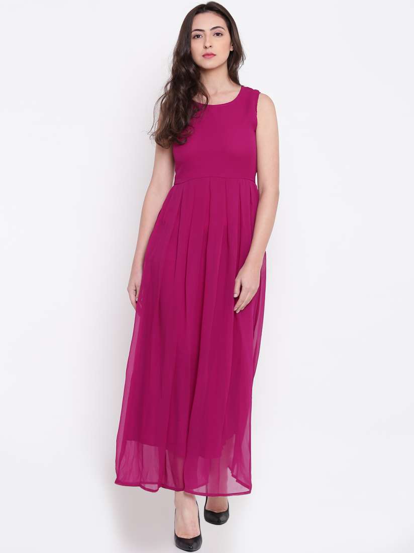 Buy Cottinfab Women Magenta Solid Maxi Dress Dresses for Women 1944351 Myntra