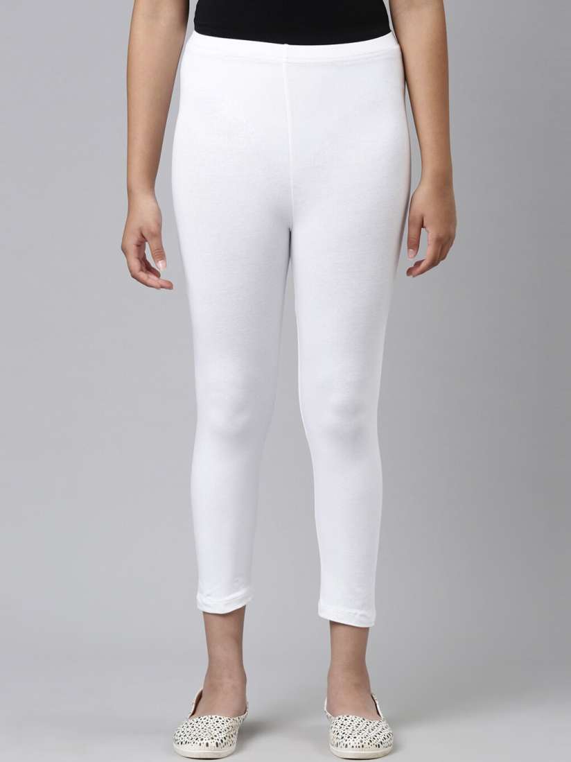 Buy Go Colors Girls White Solid Three Fourth Leggings Leggings for Girls 19443536 Myntra