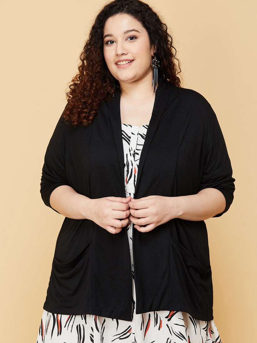 Buy max Plus Size Women Solid Black Shrug Shrug for Women 19448652 Myntra