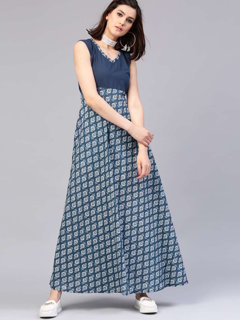 Aks women's maxi blue dress cheap