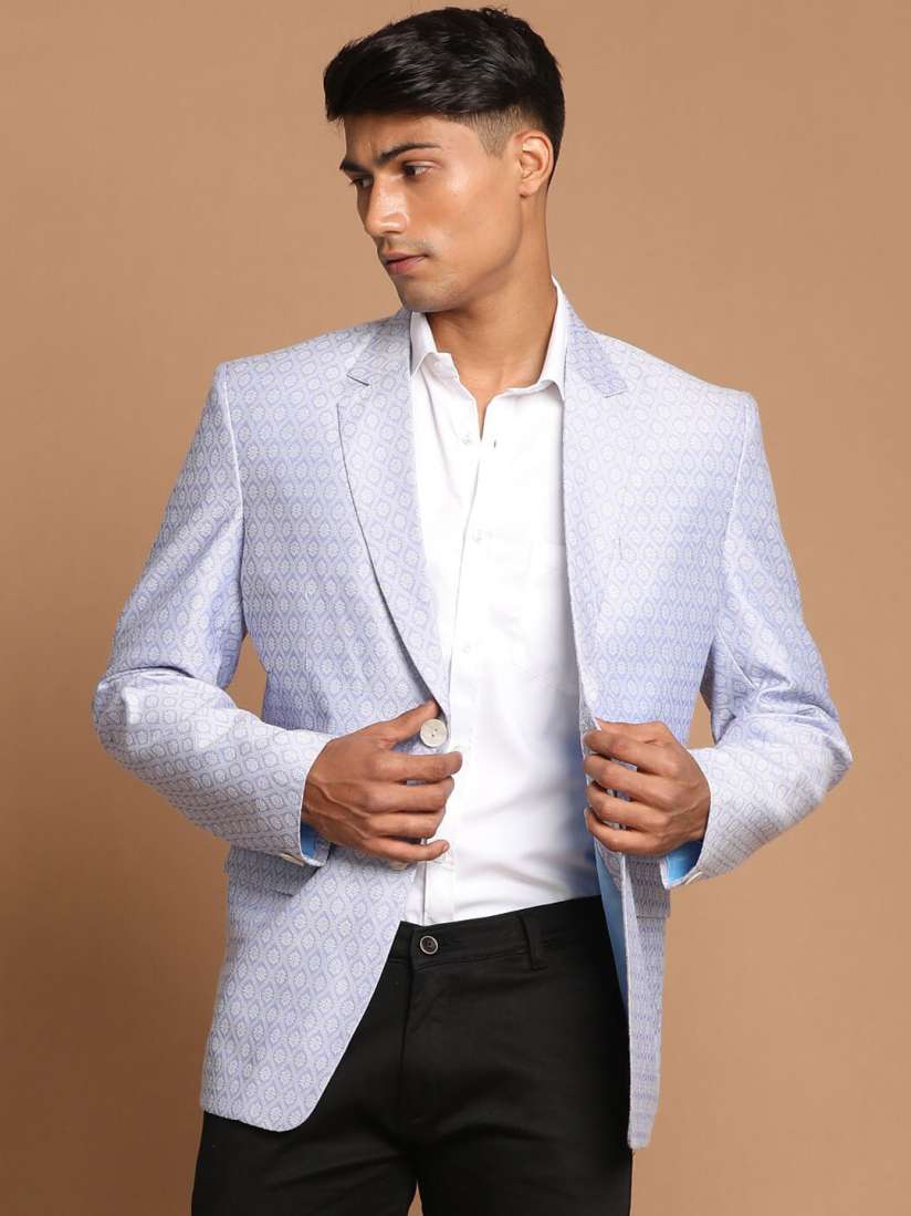 Buy VASTRAMAY Men Lavender Coloured Self Design Single Breasted Ethnic Blazer Blazers for Men 19453626 Myntra