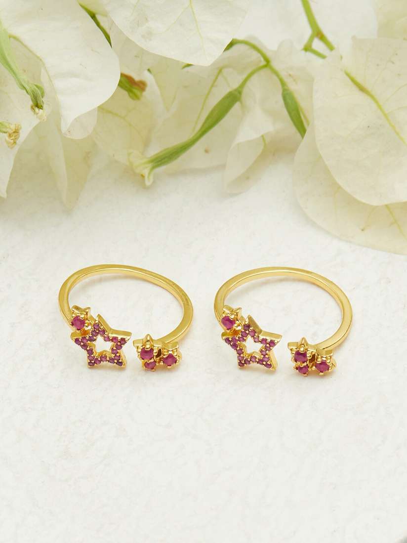 Buy Voylla Gold Plated Pink CZ Studded Toe Rings Toe Rings for Women 19454506 Myntra
