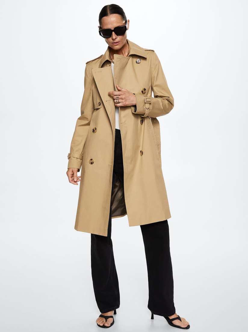 Buy MANGO Women Beige Solid Double Breasted Longline Sustainable Trench Coat Coats for Women 19456462 Myntra