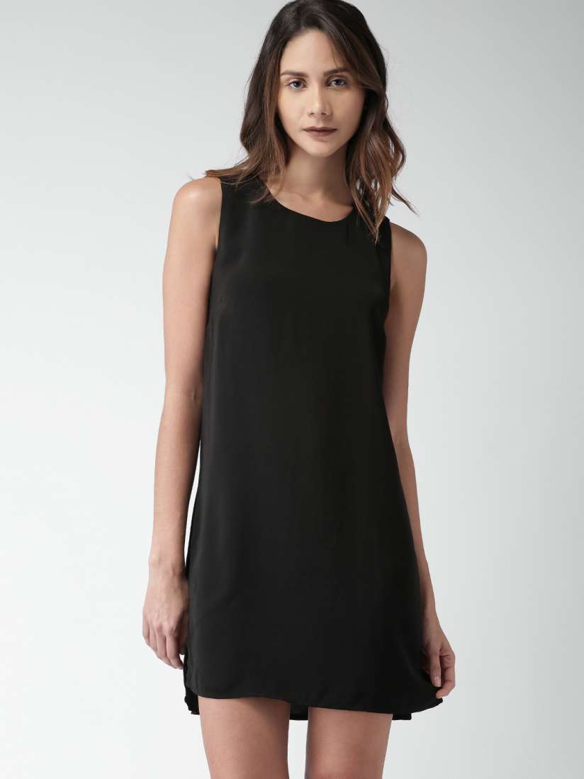 Buy FOREVER 21 Women Black Solid A Line Dress Dresses for Women 1945686 Myntra