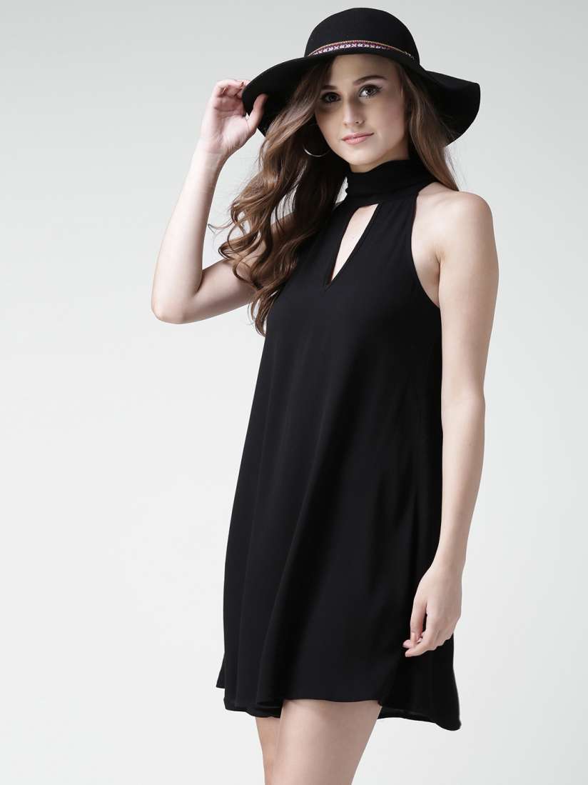 Buy FOREVER 21 Women Black Solid A Line Dress Dresses for Women 1945687 Myntra