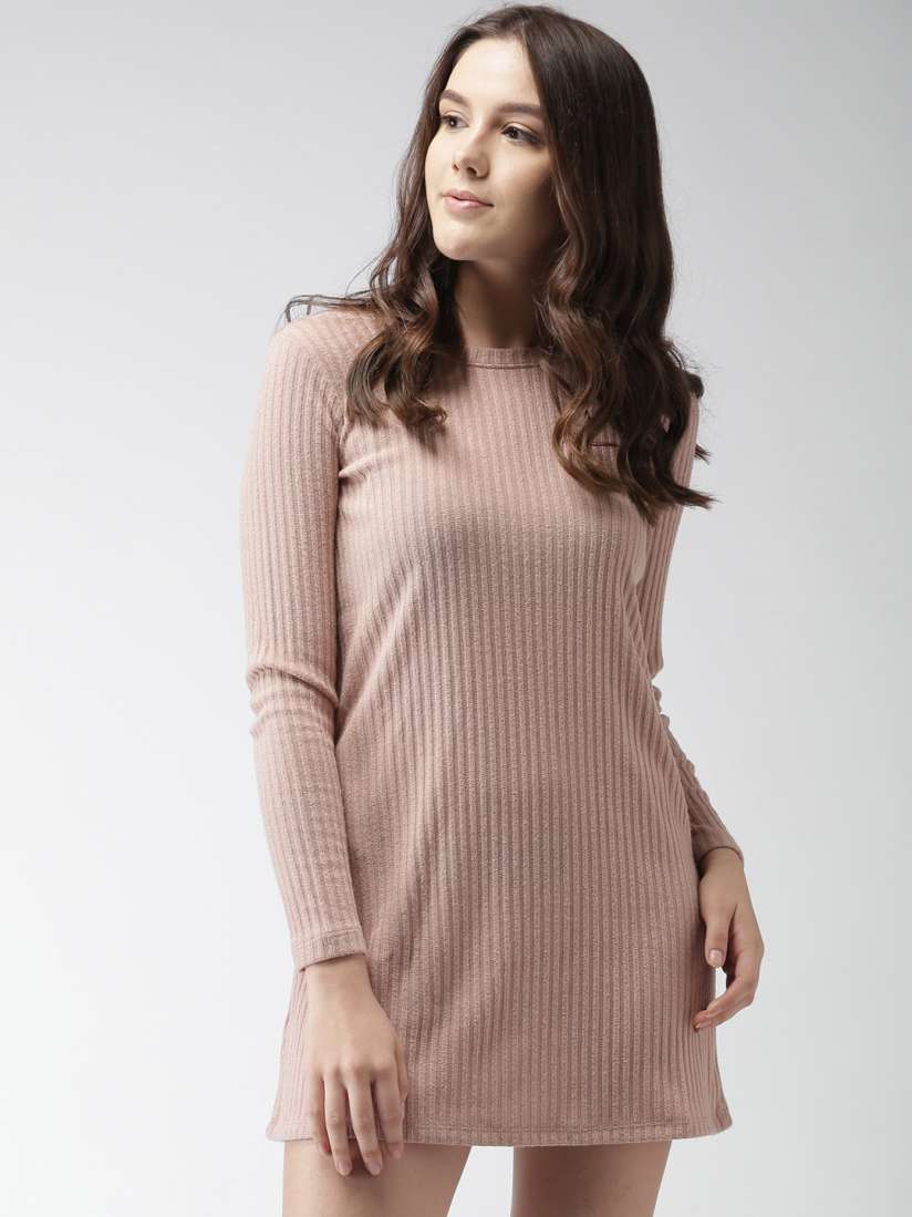 Buy FOREVER 21 Women Peach Coloured Self Design Sweater Dress Dresses for Women 1945733 Myntra