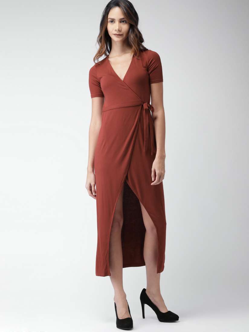 Buy FOREVER 21 Rust Red Wrap Dress Dresses for Women 1945738 Myntra
