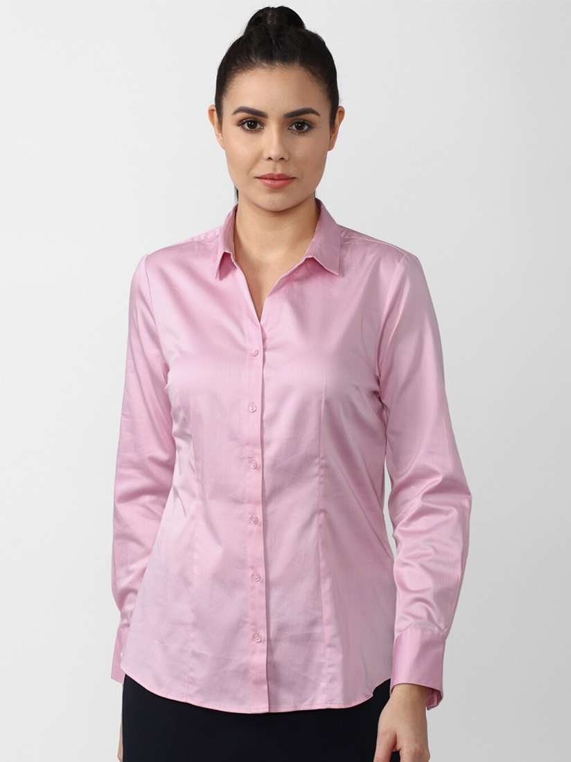 Pink formal shirt women's sales