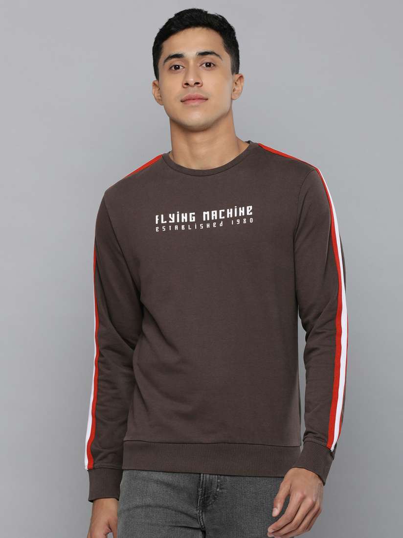 Buy Flying Machine Men Brown Brand Logo Print Pure Cotton Sweatshirt Sweatshirts for Men 19458516 Myntra
