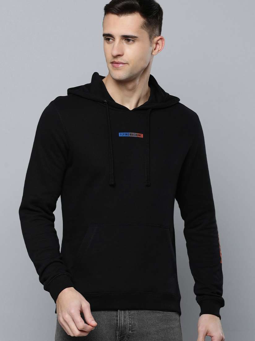 Buy Flying Machine Men Black Printed Hooded Sweatshirt Sweatshirts for Men 19458680 Myntra