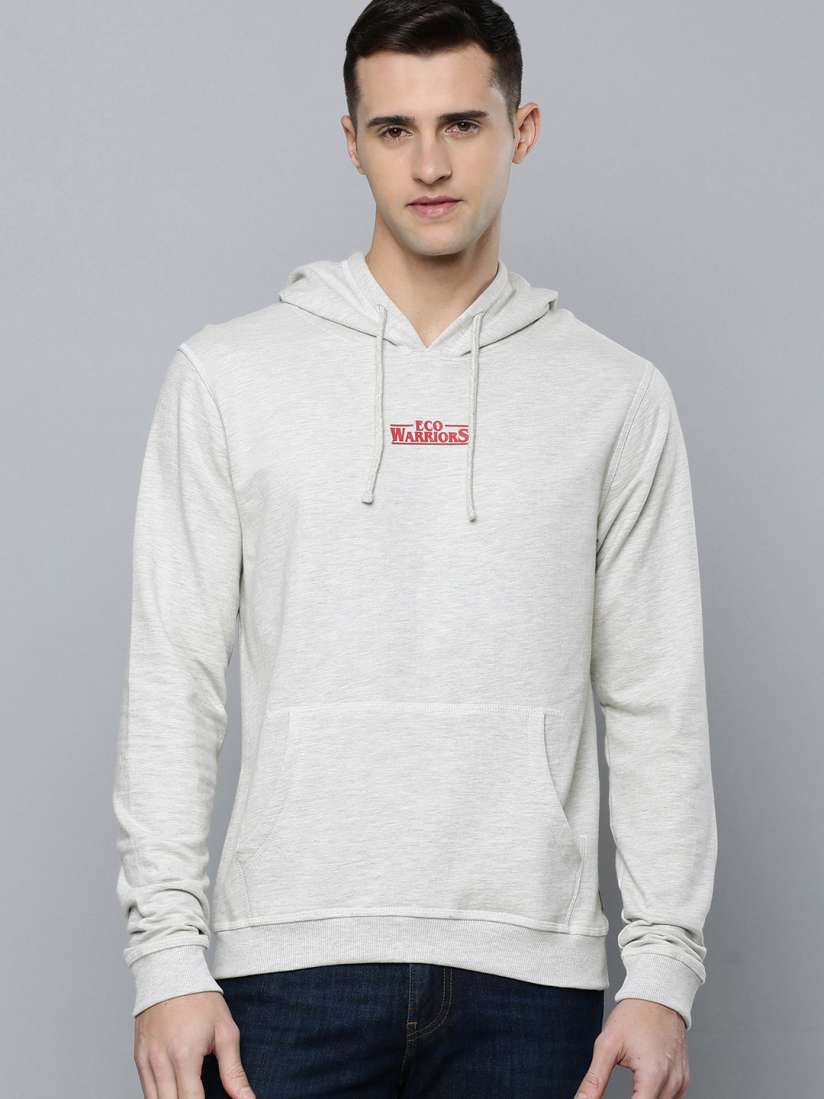 Buy Flying Machine Men Grey Melange Solid Hooded Sweatshirt Sweatshirts for Men 19458756 Myntra