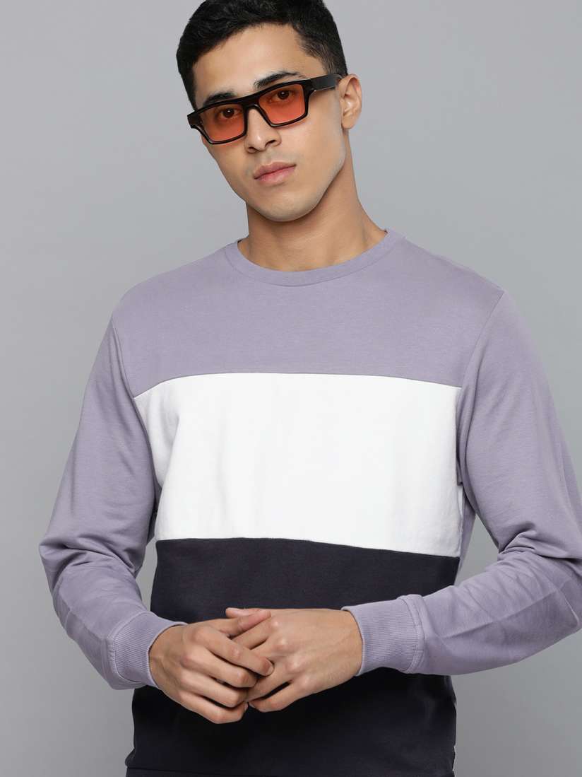 Buy Flying Machine Men Navy Blue White Colourblocked Sweatshirt Sweatshirts for Men 19458786 Myntra