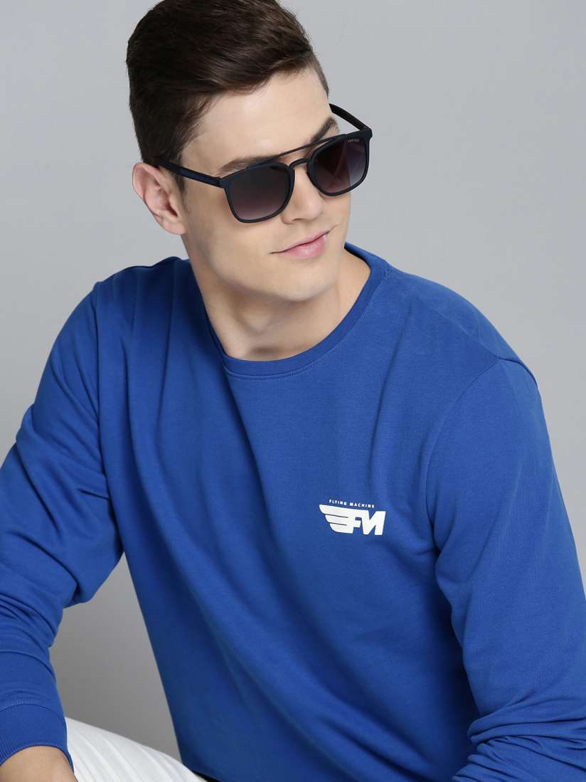 Buy Flying Machine Men Blue Printed Pure Cotton Sweatshirt Sweatshirts for Men 19458792 Myntra