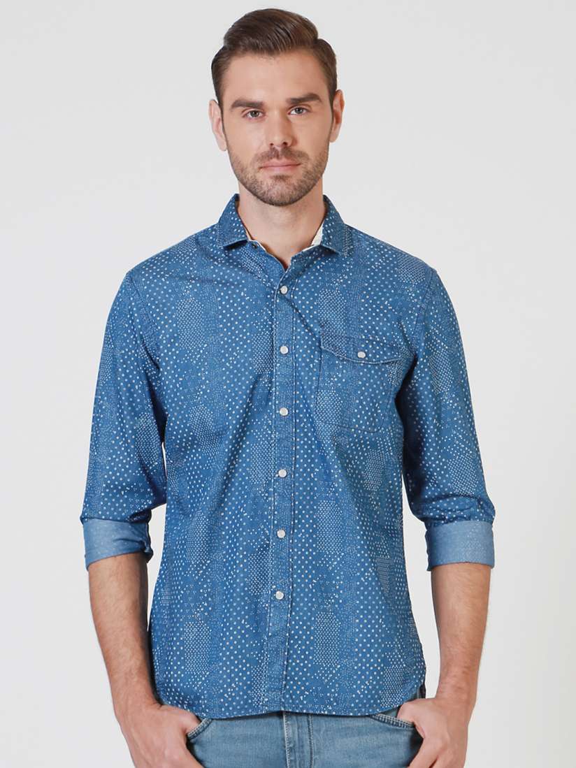 Buy Solly Jeans Co. By Allen Solly Men Blue Printed Casual Shirt Shirts for Men 1946351 Myntra