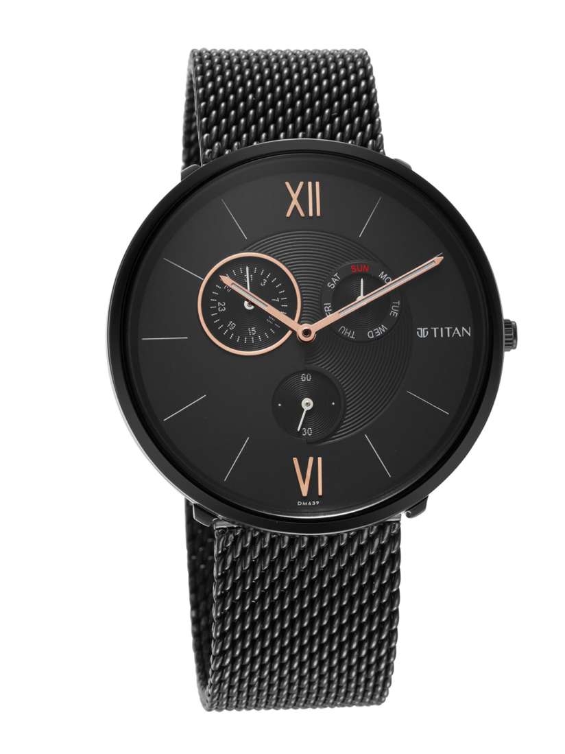 Buy Titan Men Black Dial Black Stainless Steel Straps Analogue Watch Watches for Men 19468806 Myntra