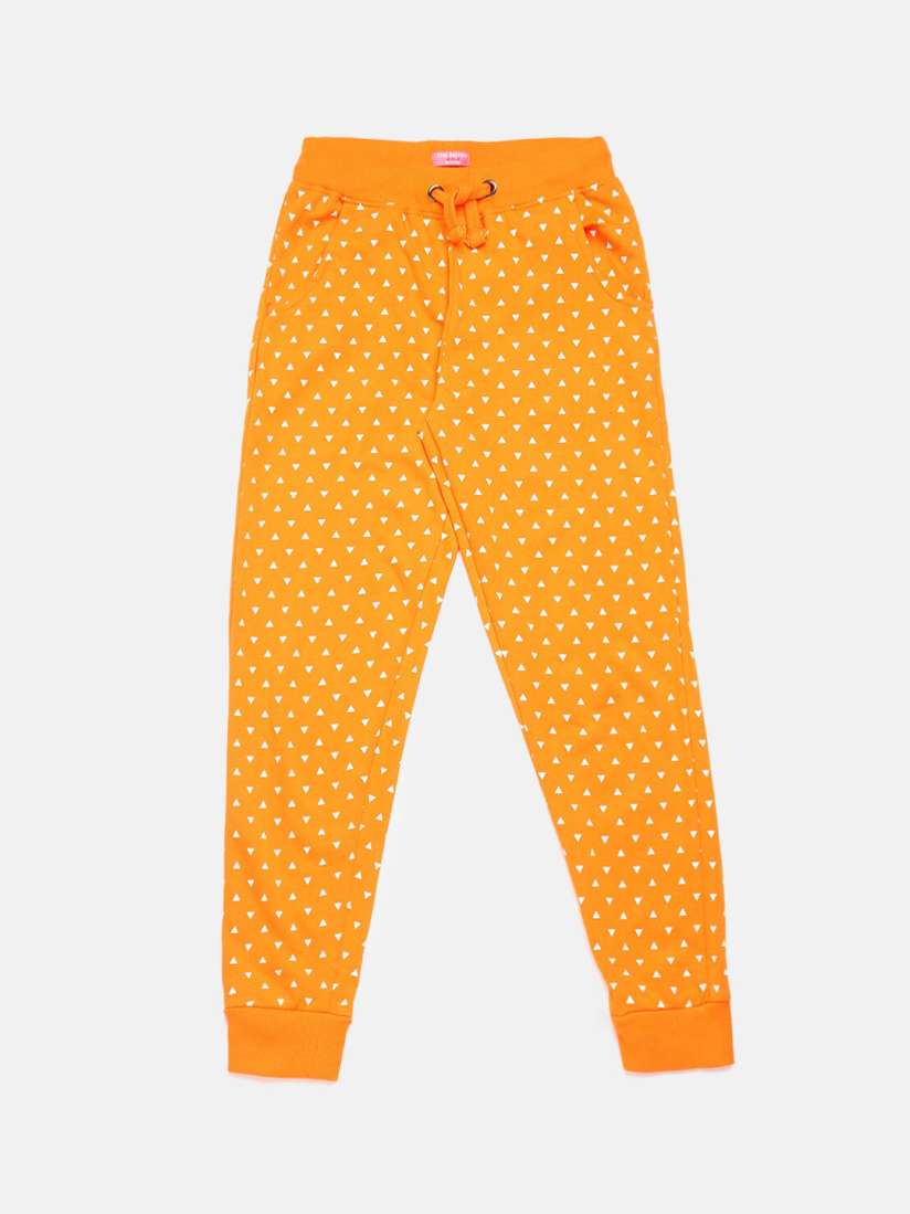 Buy De Moza Girls Orange Printed Pure Cotton Joggers Track Pants for Girls 19469384 Myntra