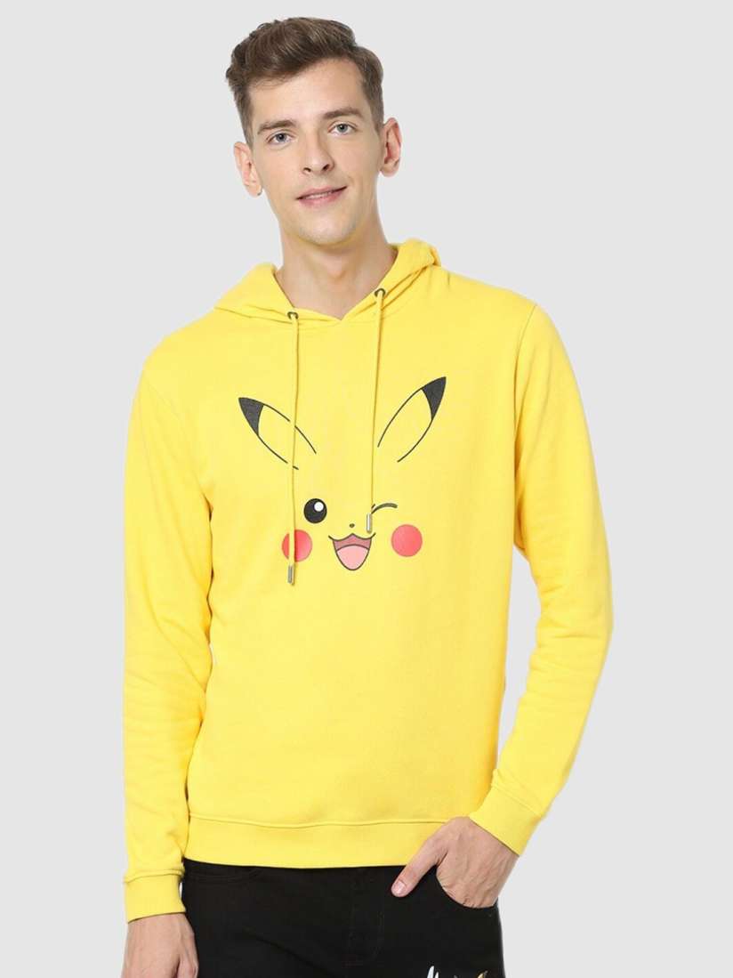 Buy Celio Men Pokemon Yellow Printed Hooded Cotton Sweatshirt Sweatshirts for Men 19470584 Myntra
