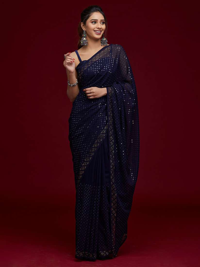 Myntra blue saree online