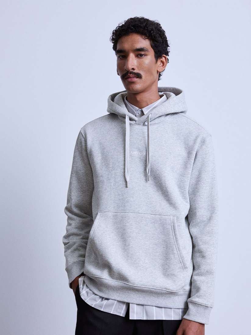 Buy H M Men Grey Regular Fit Printed Hoodie Sweatshirts for Men 19484572 Myntra