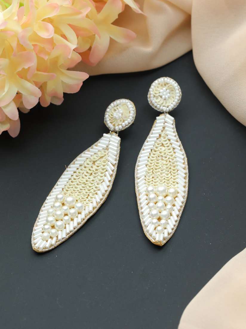 Buy Jazz and Sizzle Off White Feather Shaped Drop Earrings Earrings for Women 19486488 Myntra