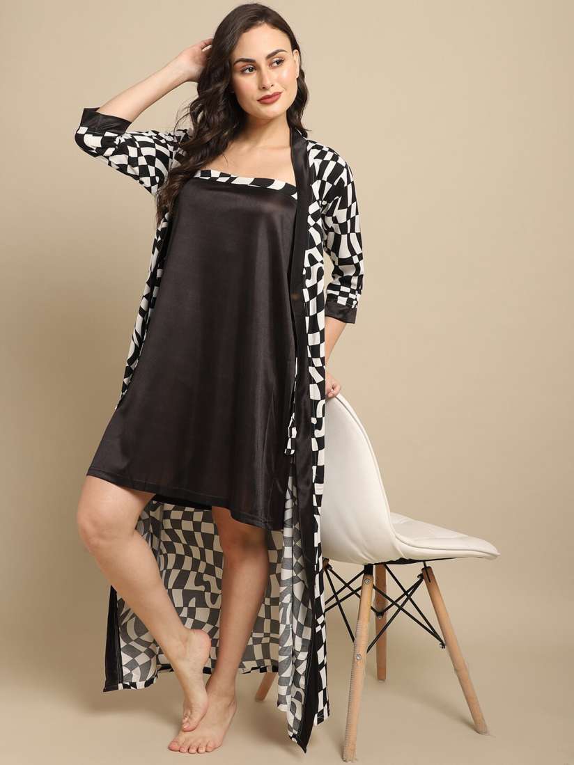 Buy Claura Women Printed Maxi Nighty With Robe Nightdress for Women 19488524 Myntra