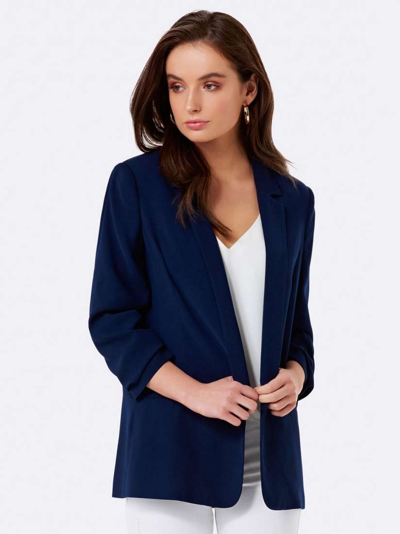 Buy Forever New Women Navy Blue Solid Open Front Jacket Jackets for Women 1948966 Myntra