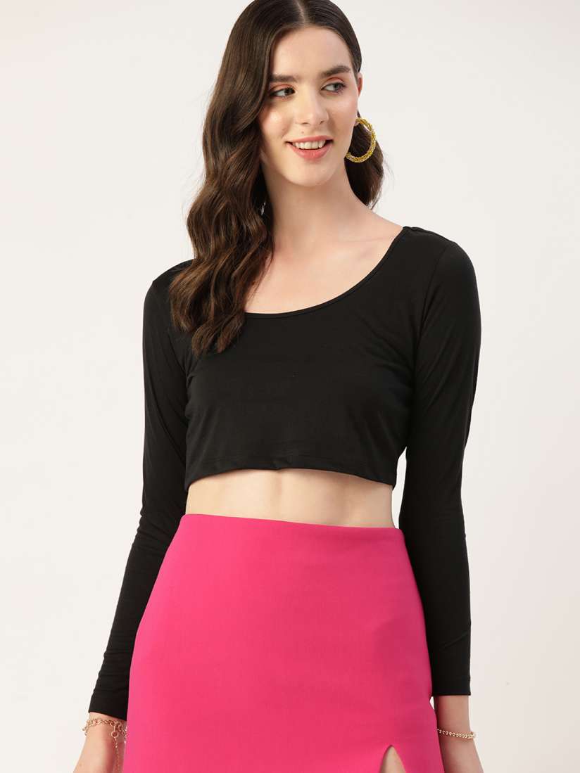 Buy DressBerry Solid Crop Top Tops for Women 19490460 Myntra