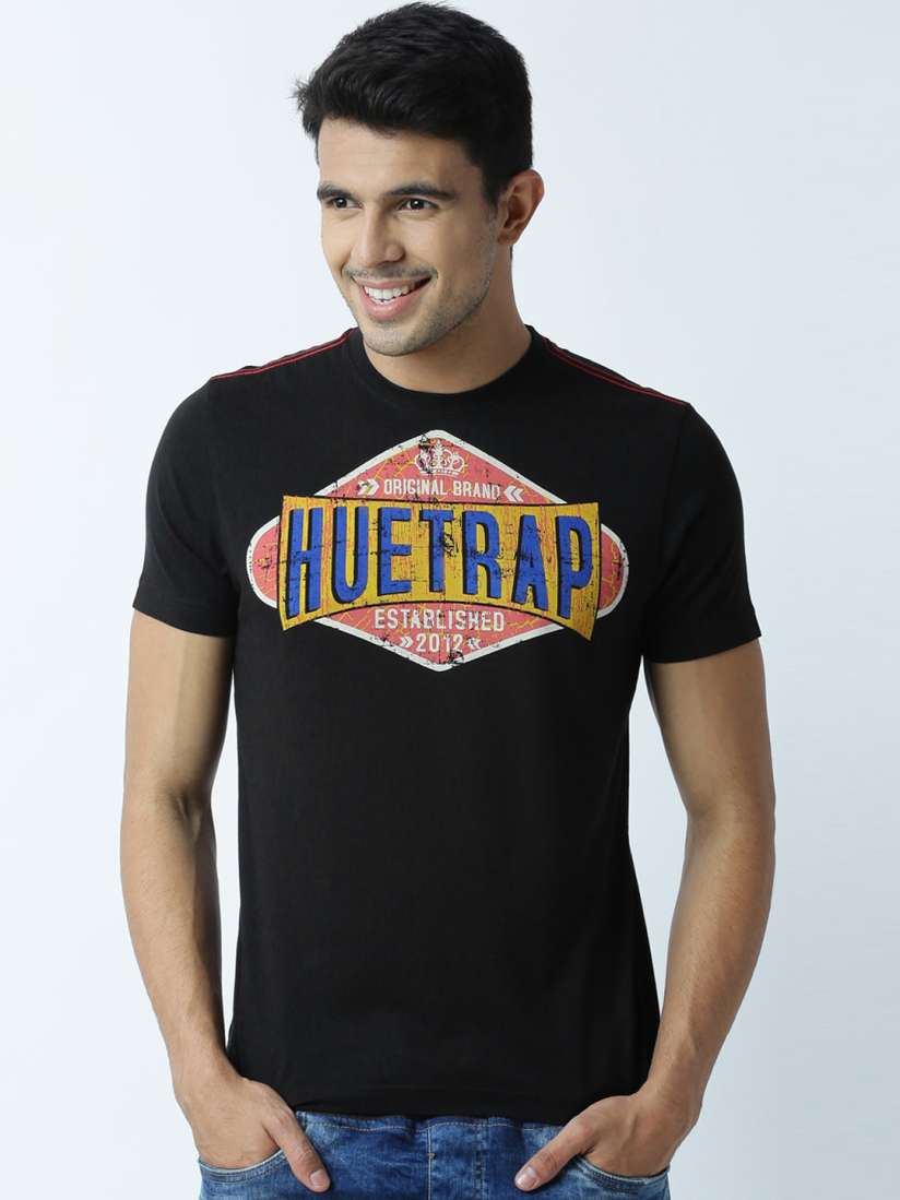 Buy Huetrap Men Black Printed Round Neck T Shirt Tshirts for Men Myntra