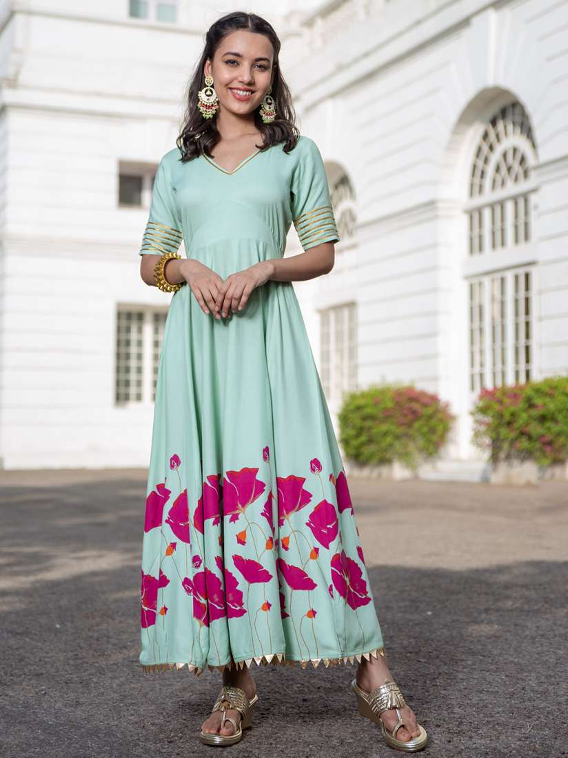 Mint green floral maxi dress top