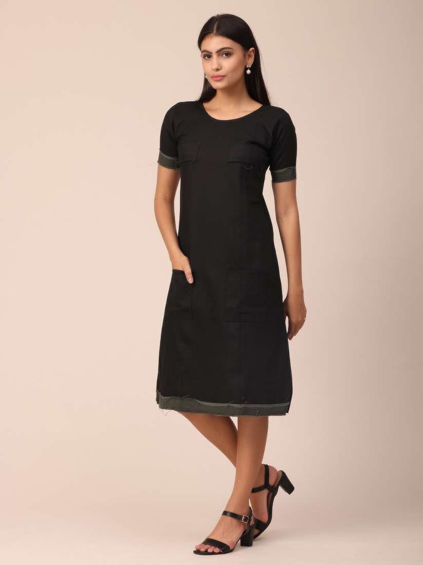Buy NAYRA Women Black A Line Midi Dress Dresses for Women 19492222 Myntra