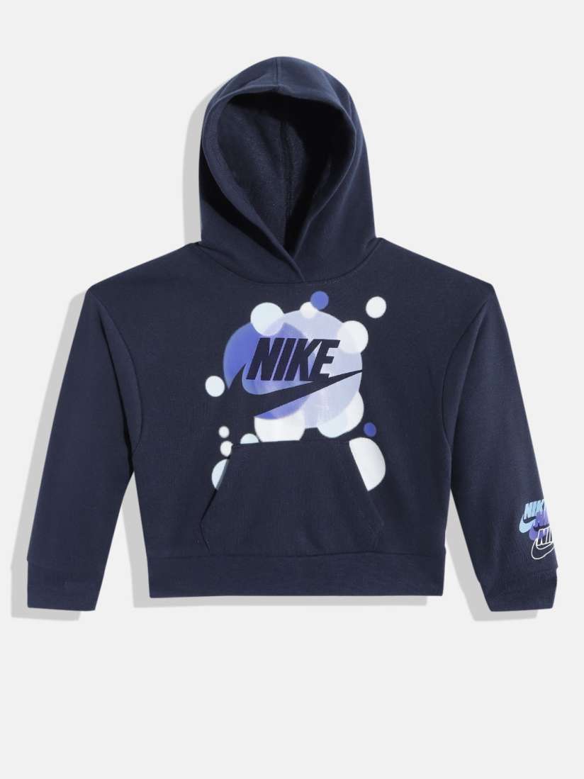 Buy Nike Girls Navy Blue Printed Hooded Sweatshirt Sweatshirts for Girls 19494284 Myntra
