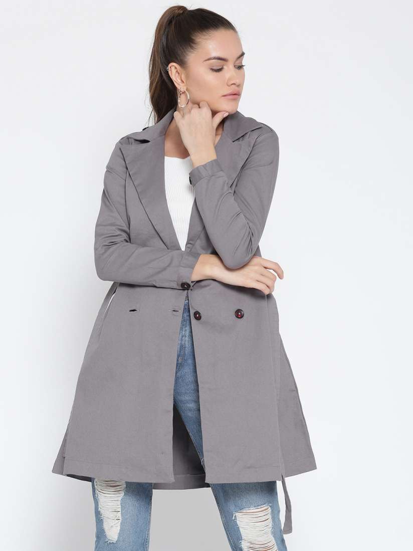 Buy Style Quotient Solid Double Breasted Longline Trench Coat Coats for Women 1950532 Myntra