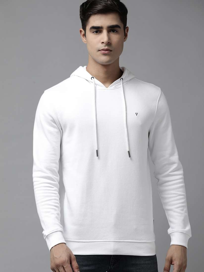 Men's white hooded sweatshirt hot sale